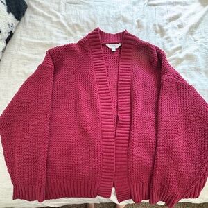 Time and Tru Burgundy Knit Cardigan